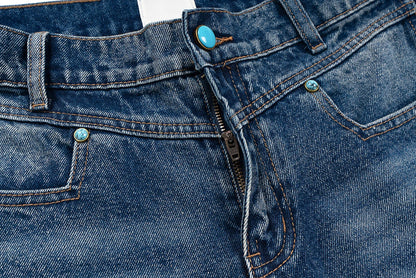 Distressed Logging Turquoise Jeans