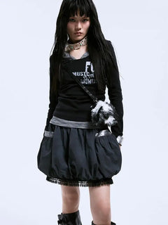 Patchwork Fake Two Piece Tops - PWM