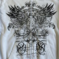 Imcute Wing Print Mall Goth Zipper Hoodie - PWM