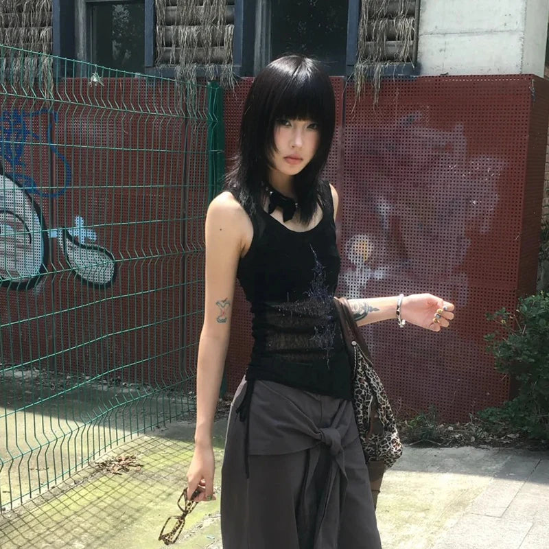 See Through Print Graphic Top