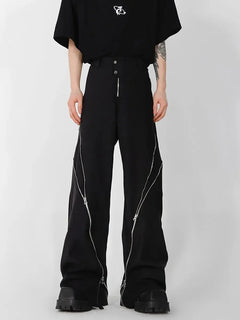 Zipper Slit Slightly Flared Pants - PWM