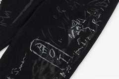 Graffiti Print Straight Loose Denim - PWM
