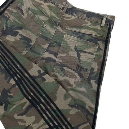 Camo Loose Striped Wide-leg Pants