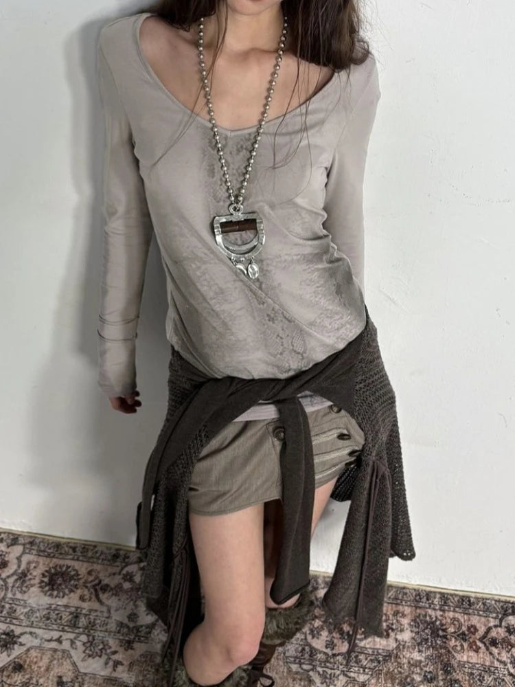 Serpentine Printing T-shirt Slim Fit Tops
