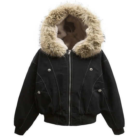 Fur Collar Hooded Puffer Coat