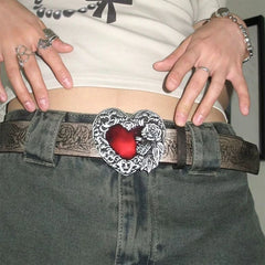 Red Peach Heart Buckle Belt - PWM