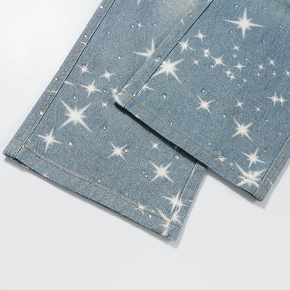 Star Printed Jeans Loose Jeans