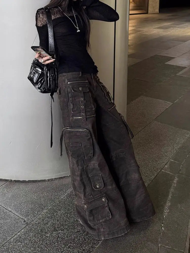 Black Cargo Baggy Jeans - PWM