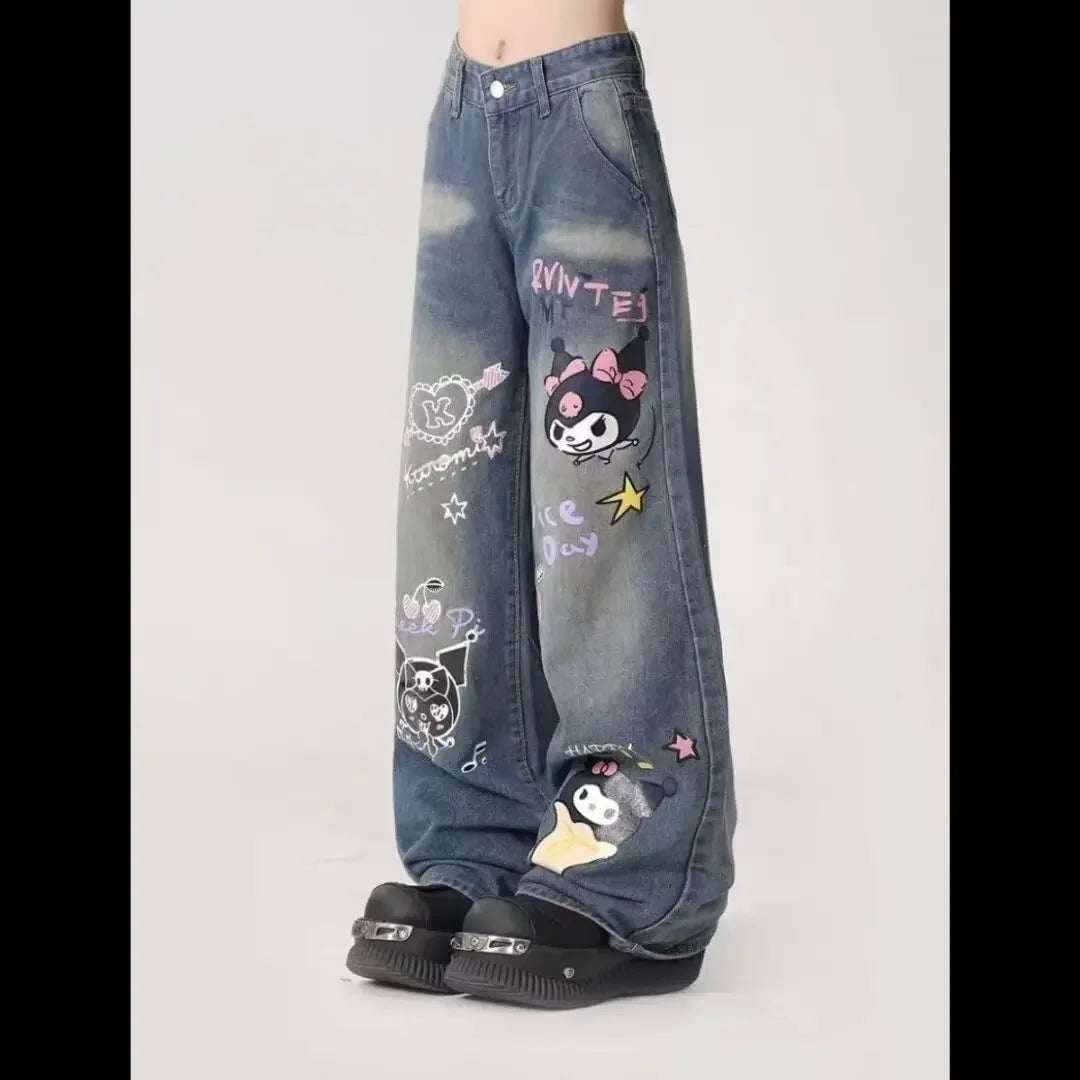 KUROMI Print Loose Jeans