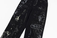 Graffiti Print Straight Loose Denim - PWM