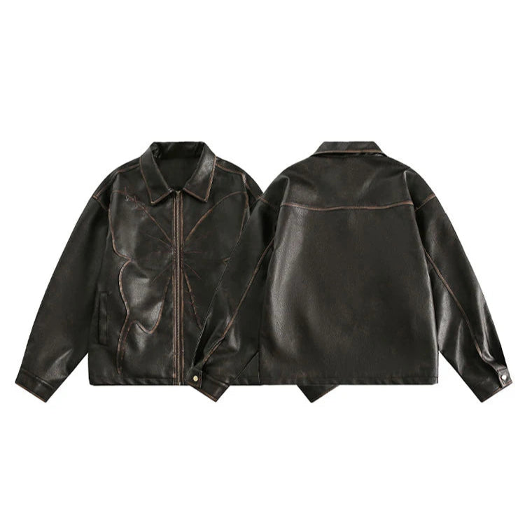 Butterfly Patchwork Leather Jacket