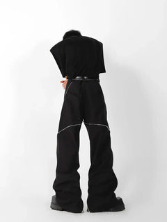 Zipper Slit Slightly Flared Pants - PWM