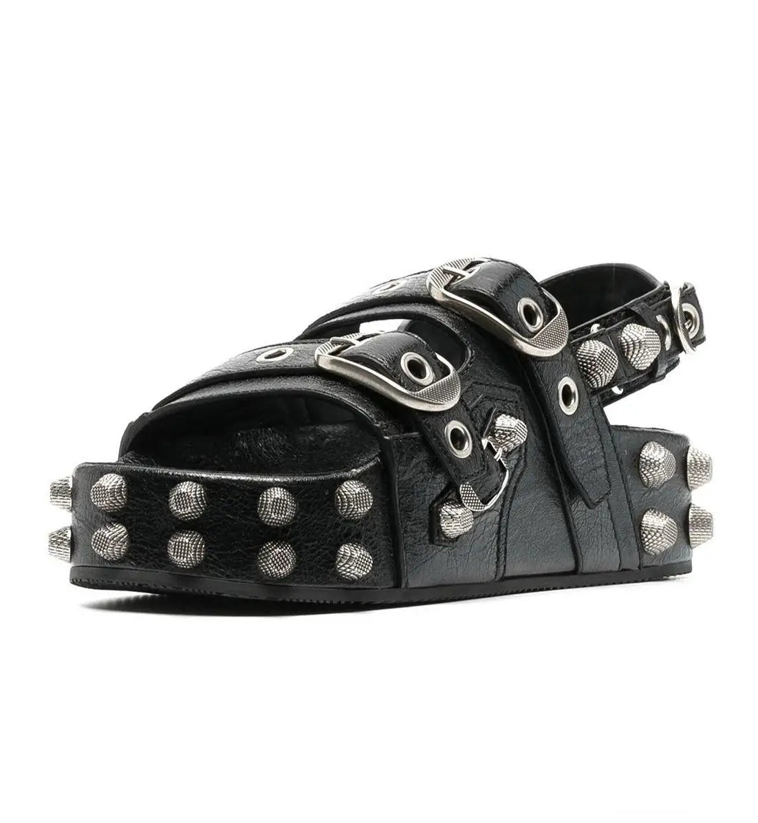 Rivet Buckle Strap Hollow Sandals - PWM
