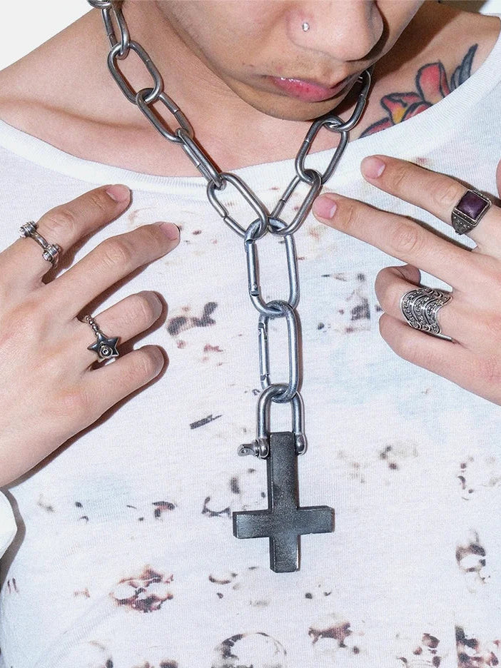 Cross Pendant Metal Chain