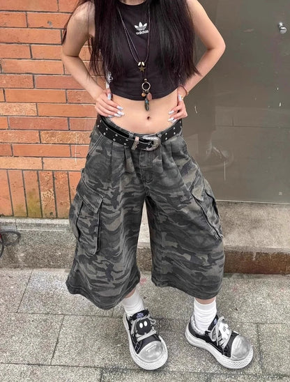 Camouflage Denim Shorts