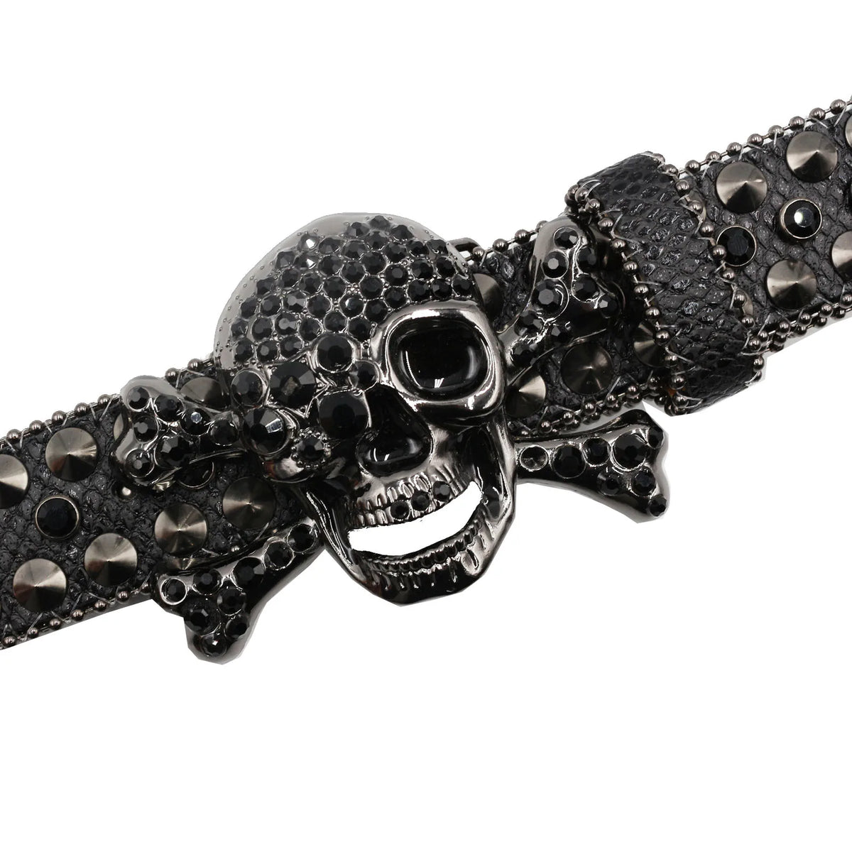 Rhinestone Skull Buckle Belt