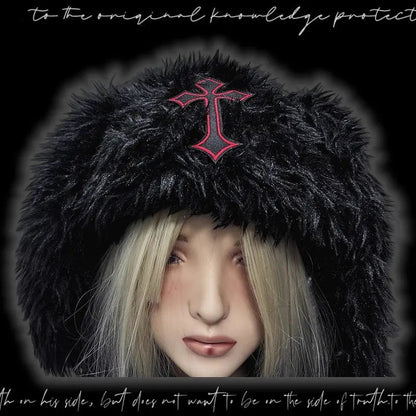 Fluffy Rabbit Ear Gothic Hat