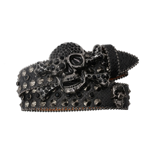 Rhinestone Skull Buckle Belt