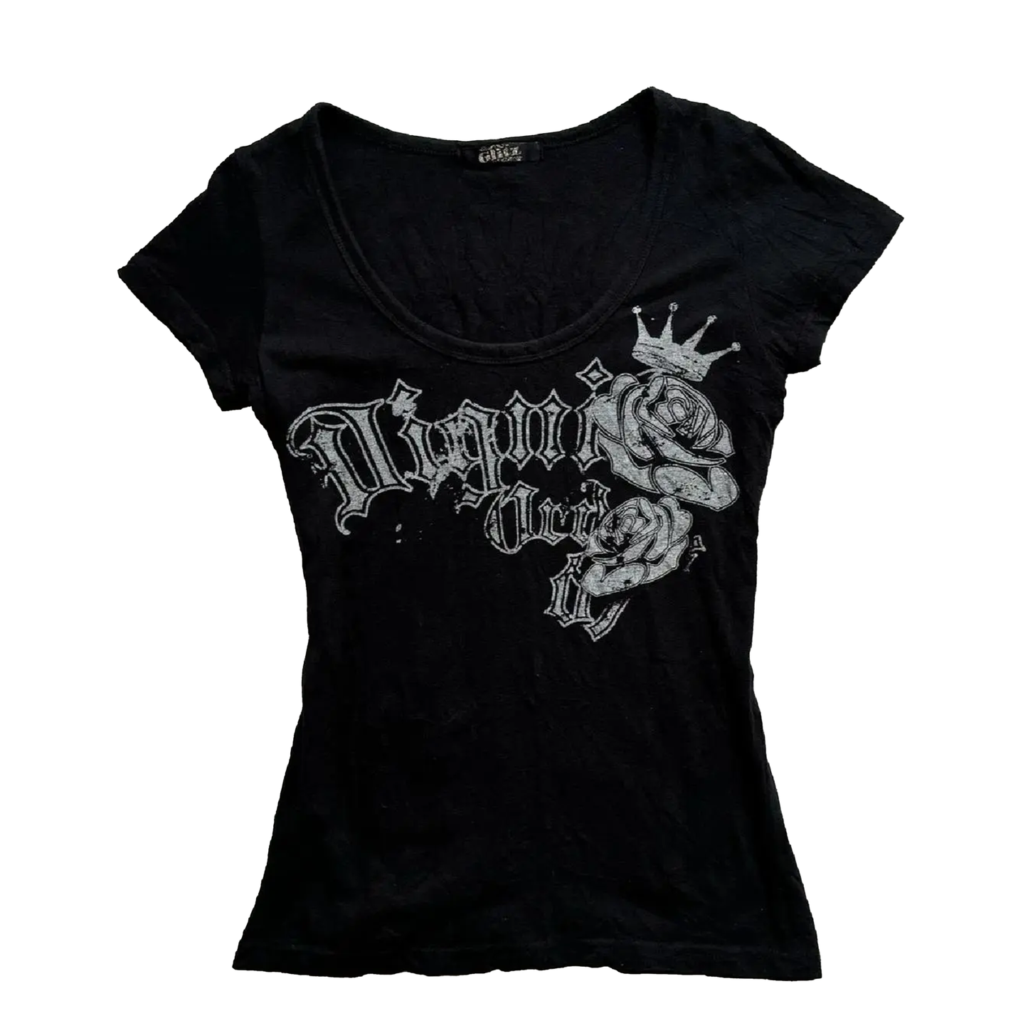 Black letter Print Slim-Fit tee top