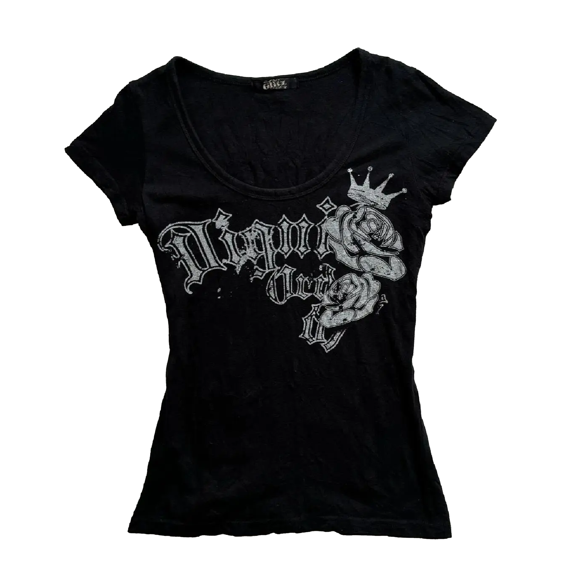 Black letter Print Slim-Fit tee top - PWM