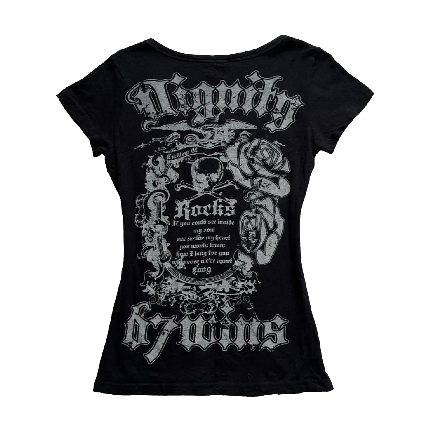 Black letter Print Slim-Fit tee top