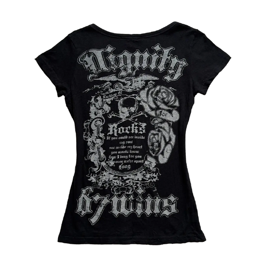 Black letter Print Slim-Fit tee top
