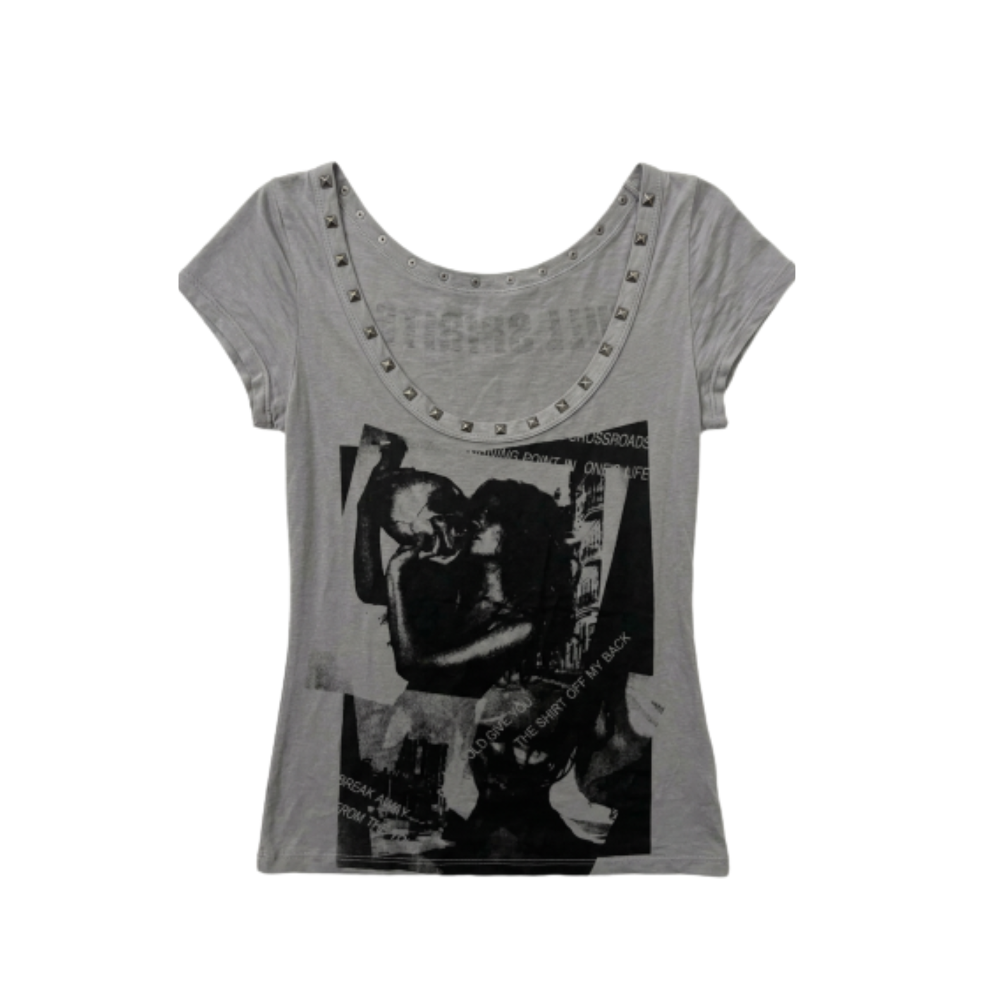 Letter Printing Rivet Slim-fit T-shirt