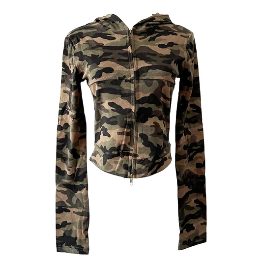 Slim Fit Camo Zipper Hoodie