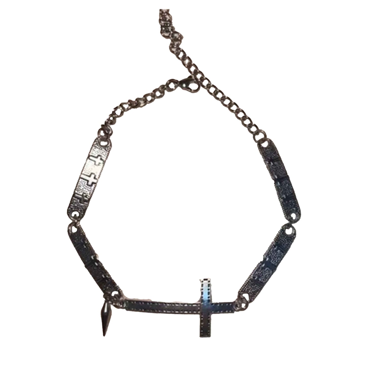 Spliced Cross Rivet Necklace