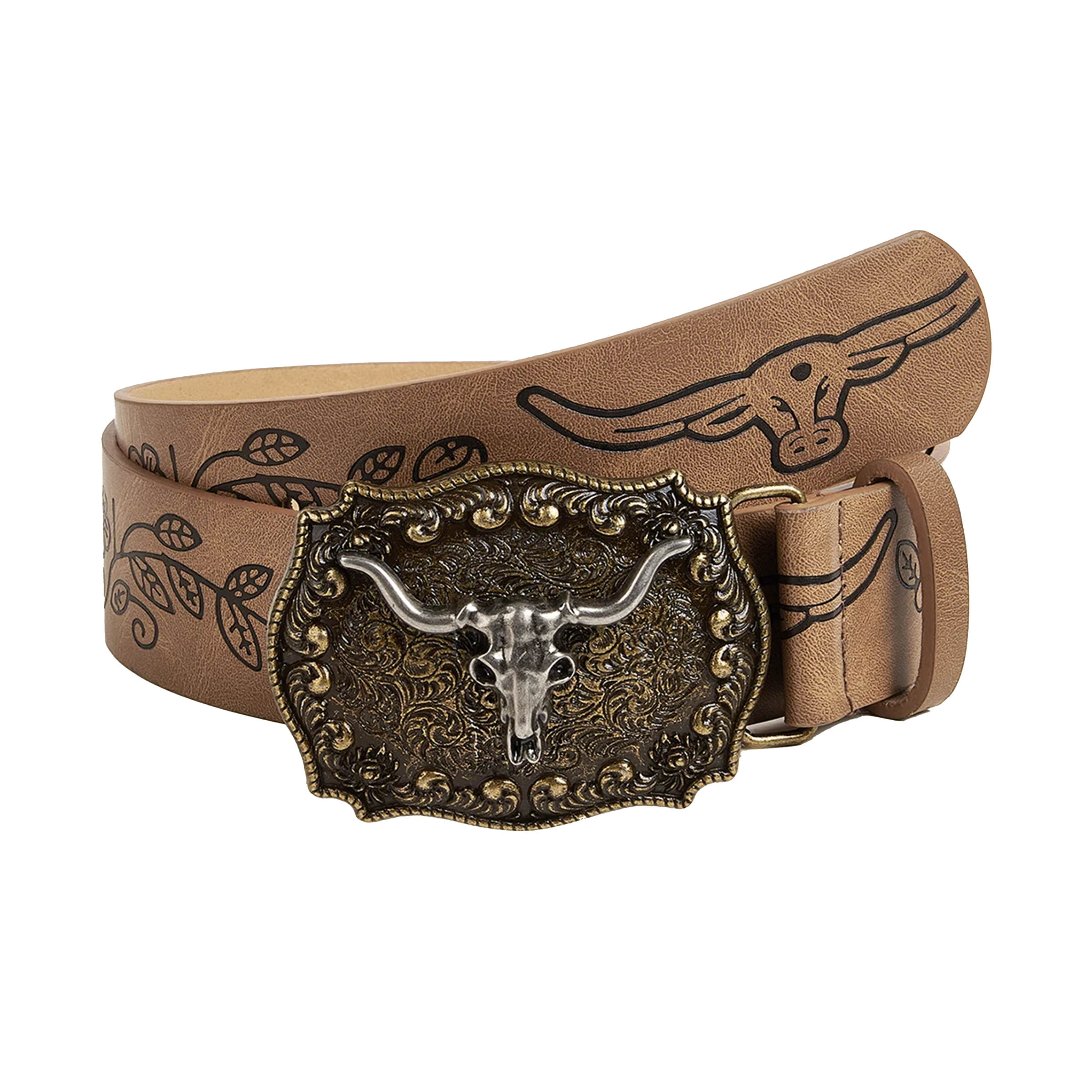 Western Cowboy Wind Buckle Printed Belt - PWM