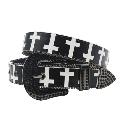 Cross Pattern Rhinestone Belt