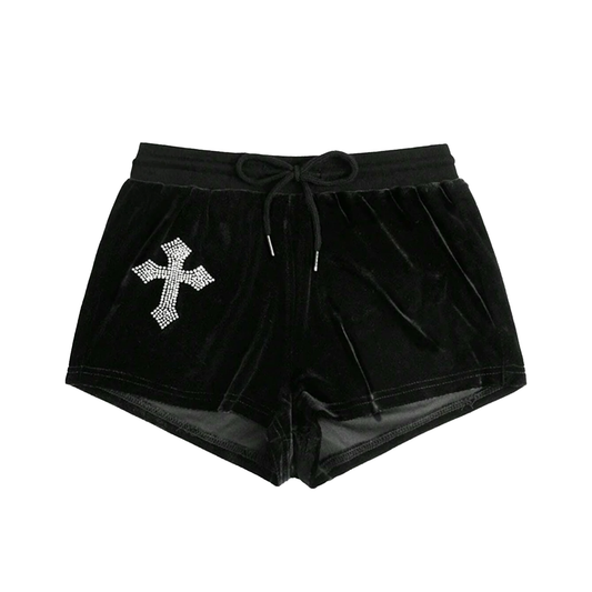 Cross Diamonds Drawstring Waist Shorts