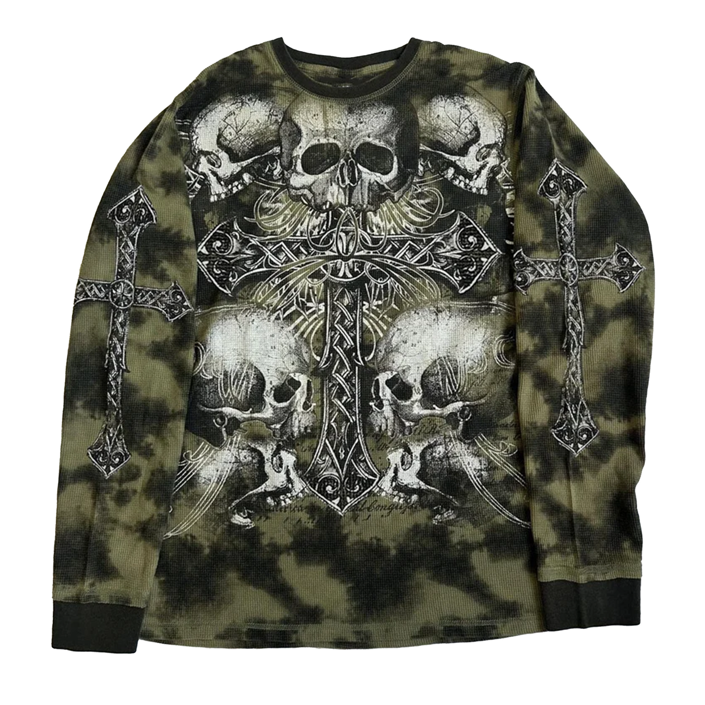 Cross Skull Print Long Sleeve Shirt