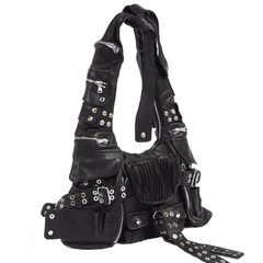 Double Pockets Patchwork Rivet Underarm Bag - PWM