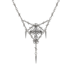 Barbed Wire Thorns Cross Pendant Necklace - PWM