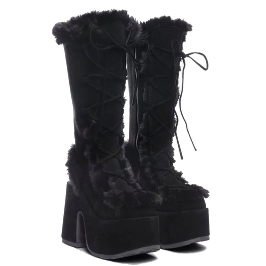 Gothic Block High Heels Boots