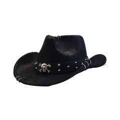 Skull Rivet Western Faux Leather Hat - PWM