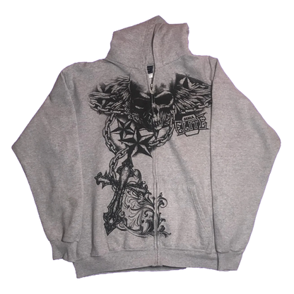 Gothic Skull Print Zipper Hoodie