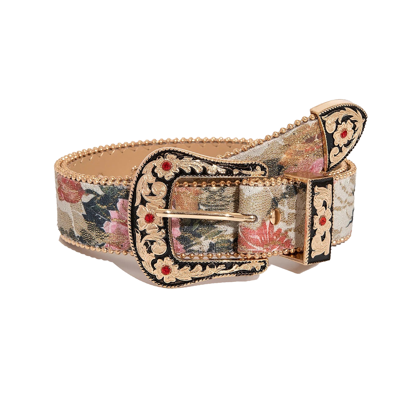 Gemstone engraved buckle belt