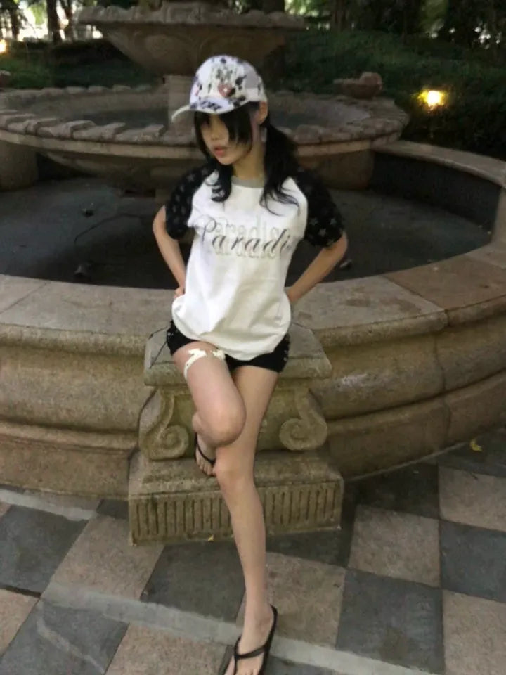 Raglan Shoulder Letter Print T-shirt