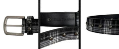 Plaid Studded Leather Belt
