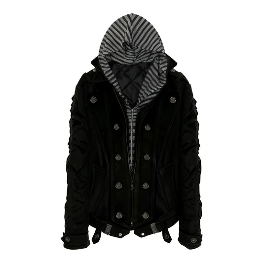 Silent Shadow Detachable Fur Collar Jacket
