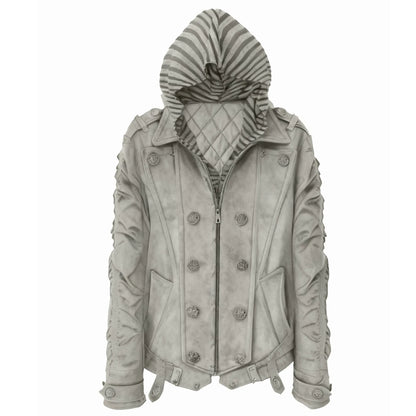 Silent Shadow Detachable Fur Collar Jacket