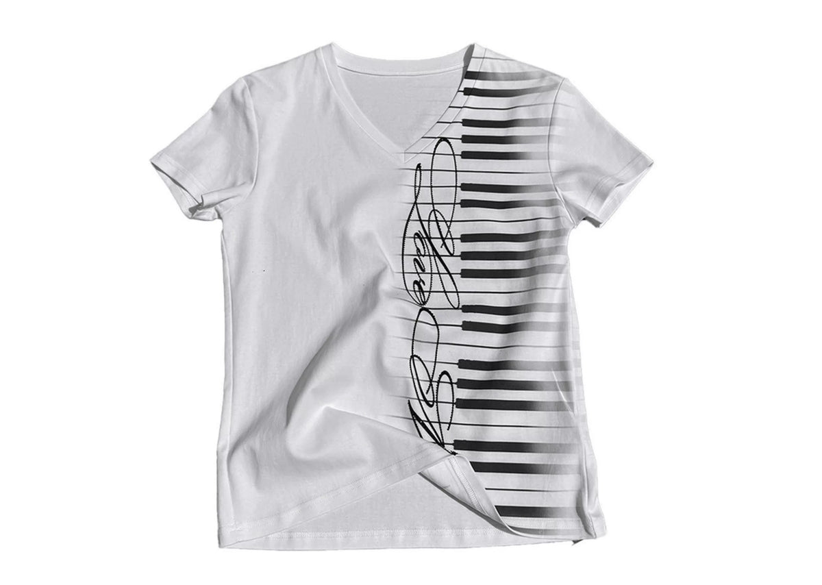 Piano Key Graphic V-Neck T-Shirt