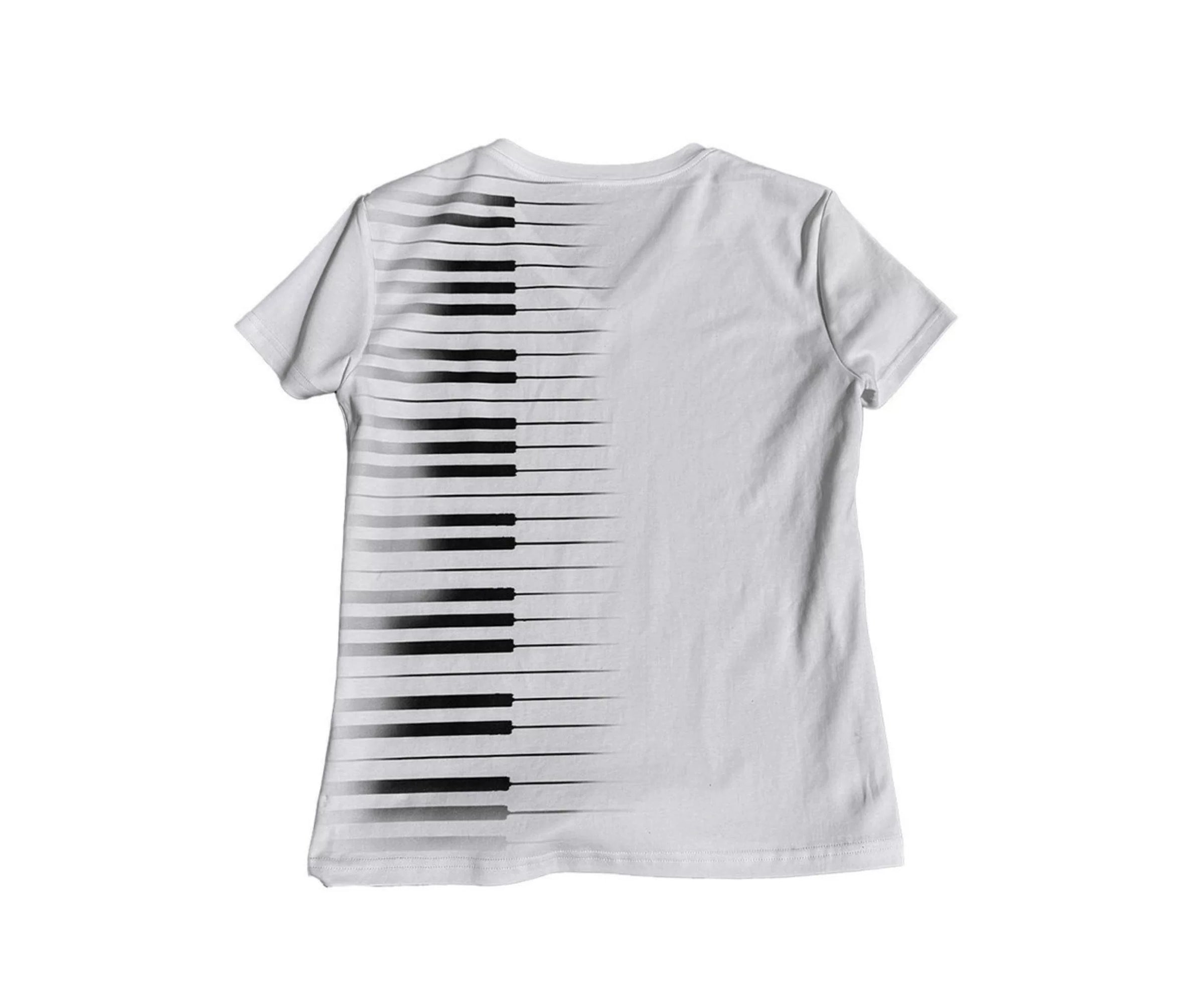Piano Key Graphic V-Neck T-Shirt