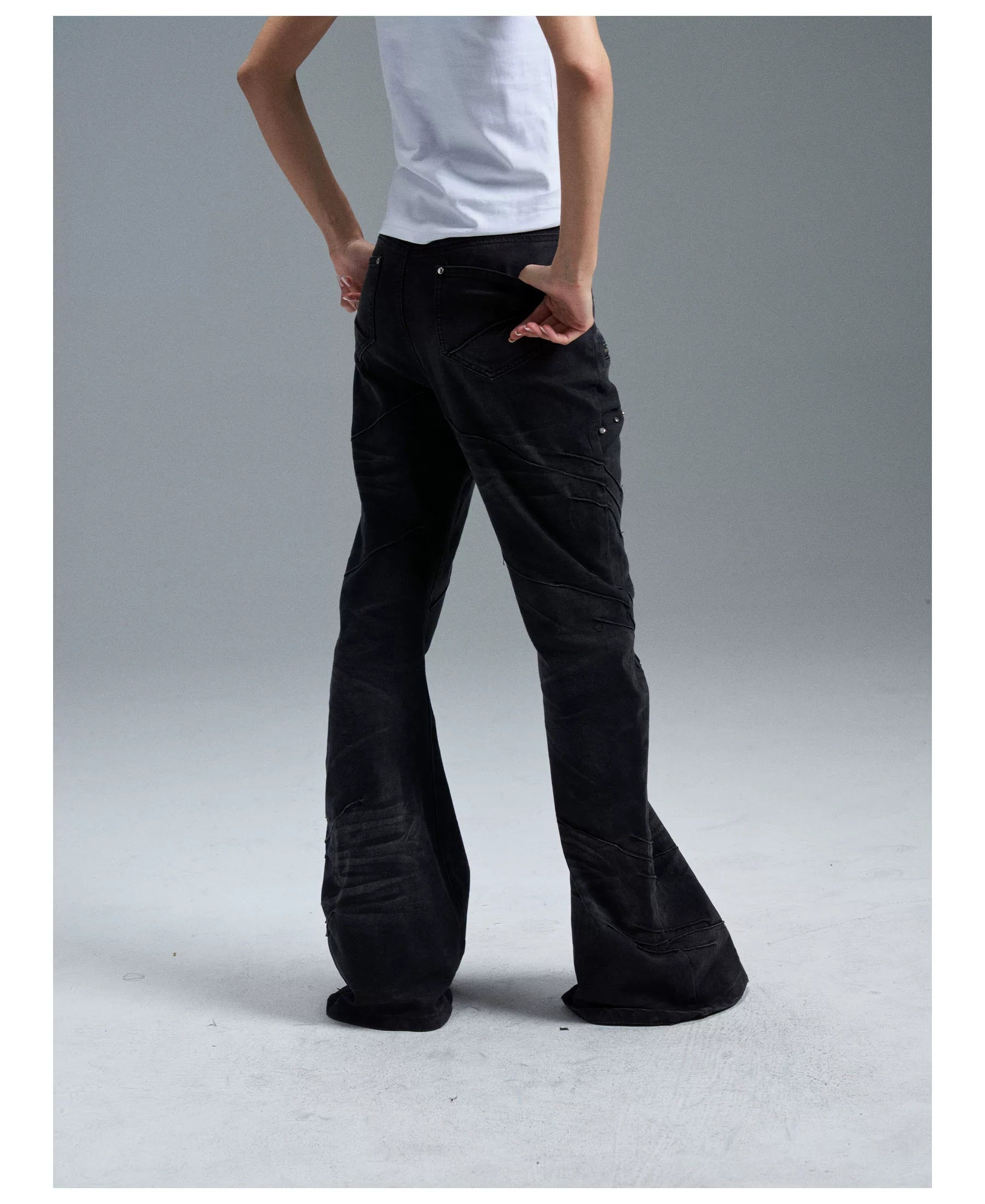 Rivet Zipper Washed Jeans - PWM
