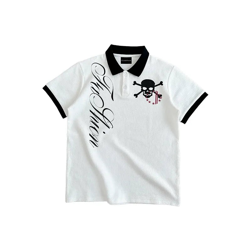 ColdAsia Floral Skull Polo Shirt