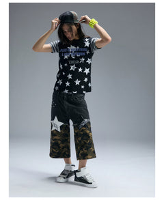 Star & Skull Stripe Sleeve T-Shirt