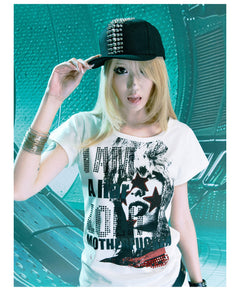 Rhinestone Portrait Slim Graphic T-Shirt