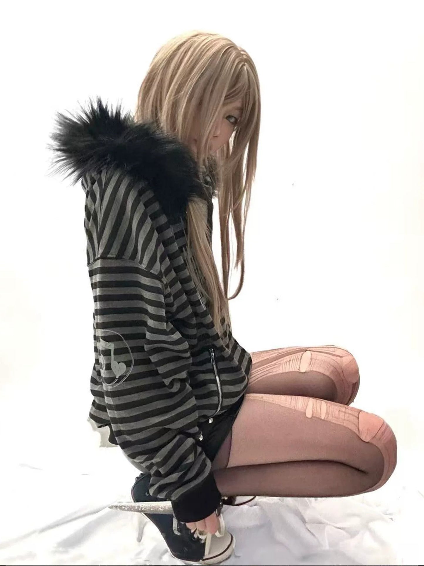 Striped Zipper Hoodie